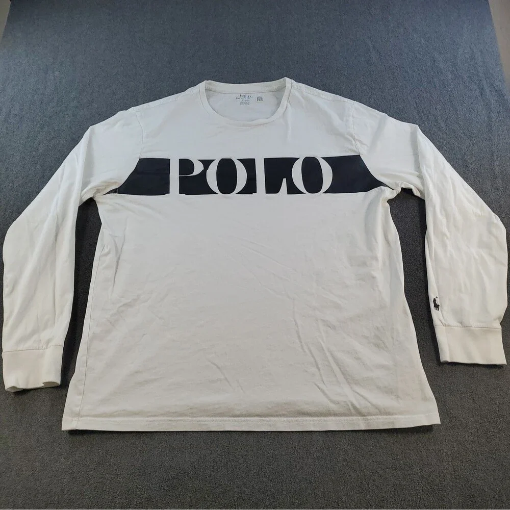 Polo Ralph Lauren Graphic T-Shirt  Men’s Size Large White Long Sleeve Logo